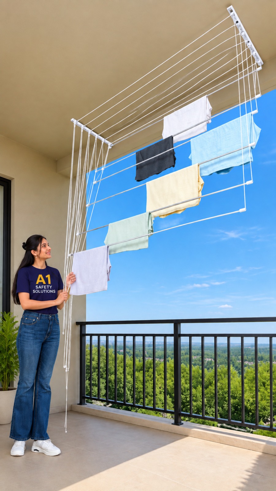 Cloth hanger installation on balcony