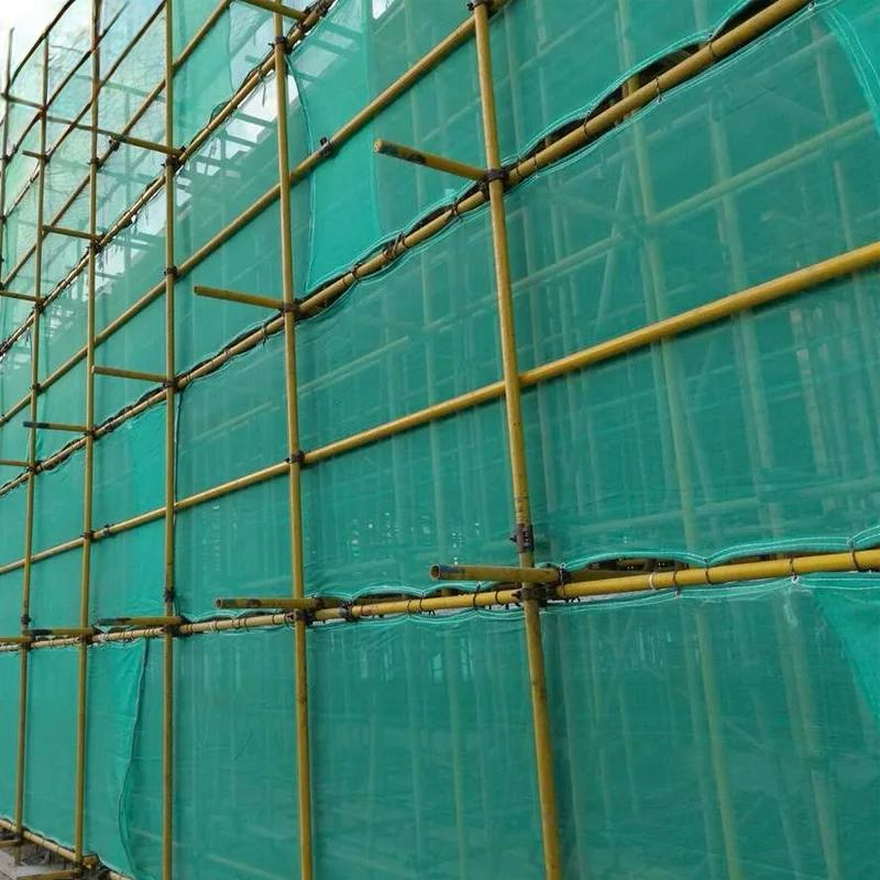 Construction safety netting on building scaffolding
